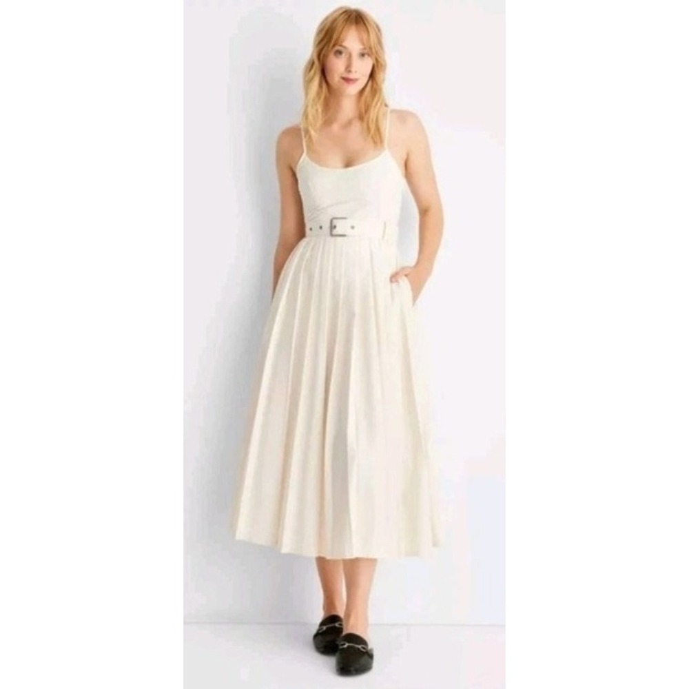 Future Collective™ Reese Blutstein Size 8 Women's Belt Buckle Pleated Midi Dress